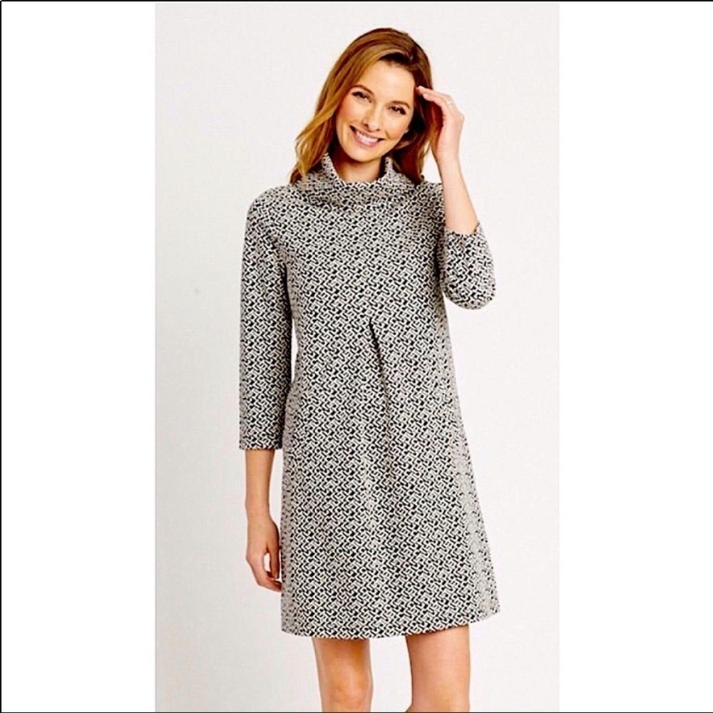 Tyler Böe Kim Cowl Neck Shift Dress in Black White‎ Print Size Small